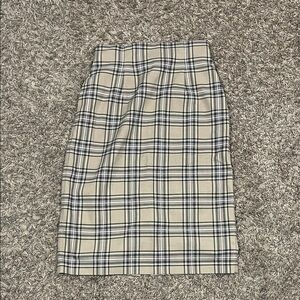 Uniqlo Beige and Black Plaid Pencil Skirt